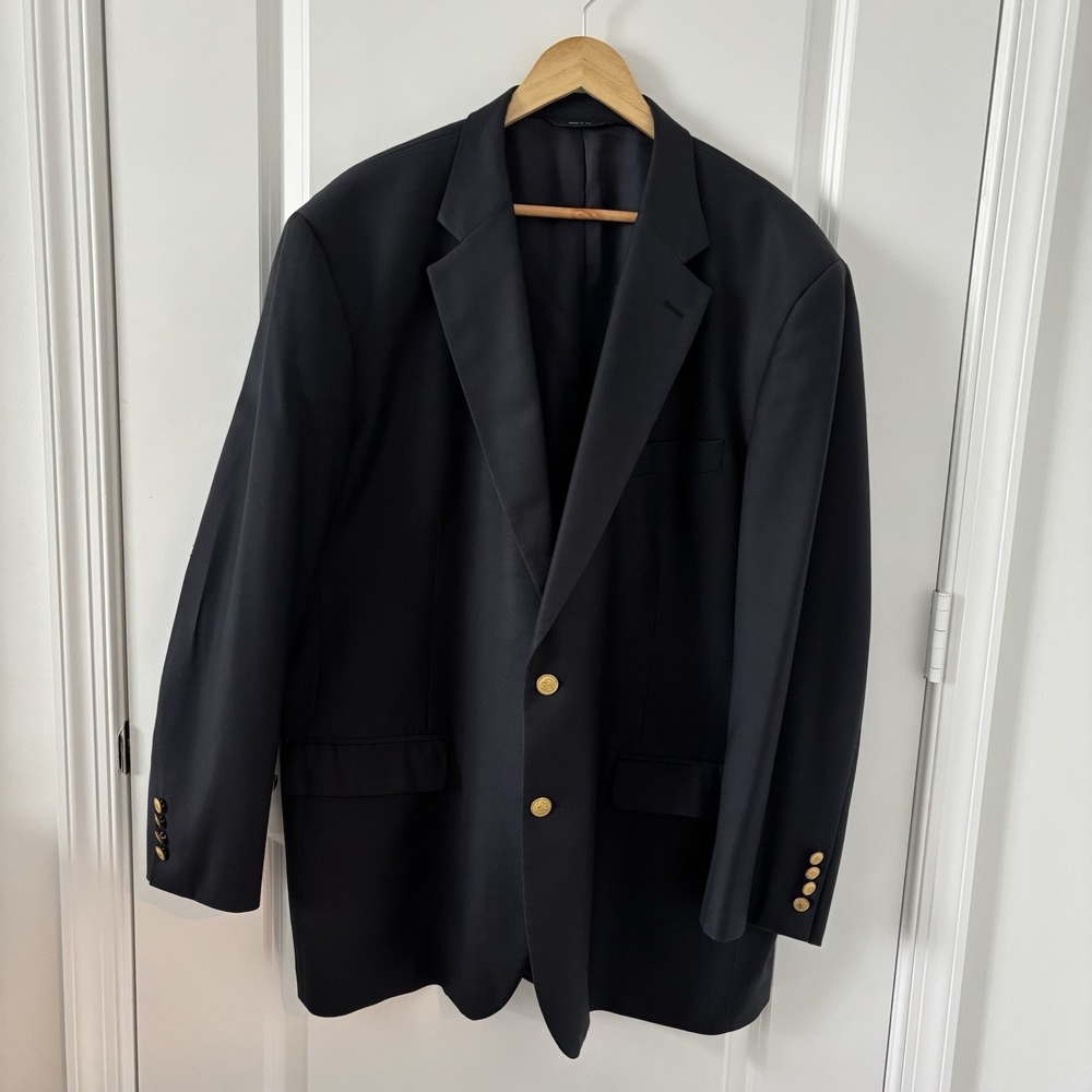 Brooks Brothers Madison xLoro Piana Blazer Jacket Men 46L Black Wool Green Label